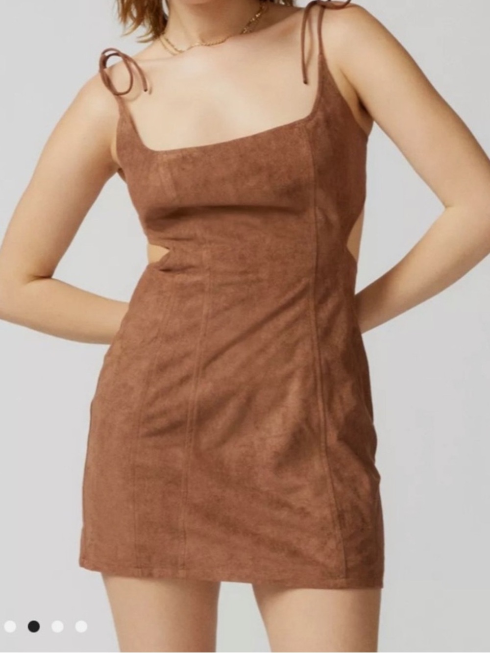 Lioness Chestnut Brown Tie-Strap Mini Dress